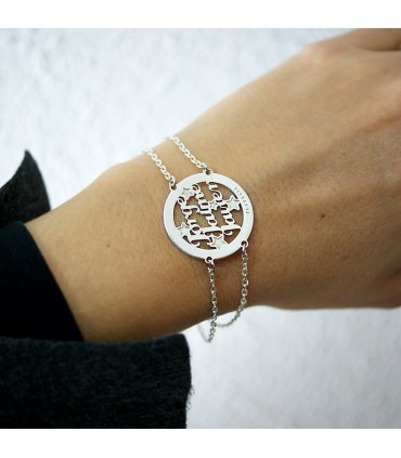 Pulsera personalizada con nombres Amore de plata