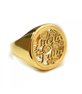 Anillo de plata personalizado Amore sello chapado oro