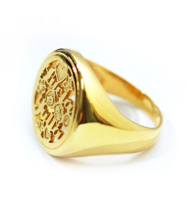 Anillo de plata personalizado Amore sello chapado oro