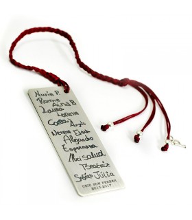 Punto de libro personalizado de plata con nombres grabados