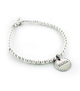 Pulsera personalizada de plata con medallas y nombres grabados