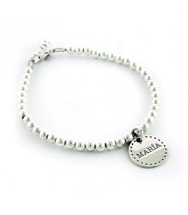 Pulsera personalizada de plata con medallas y nombres grabados
