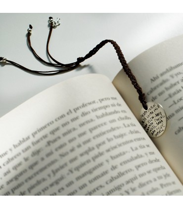 Punto de libro personalizado de plata con nombres o dibujos grabados