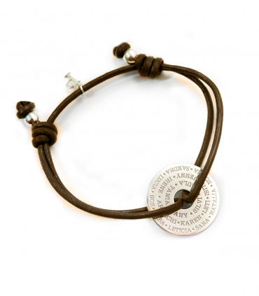 pulsera personalizada de plata y cuero para hombre