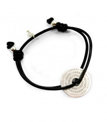 pulsera personalizada de plata y cuero para hombre