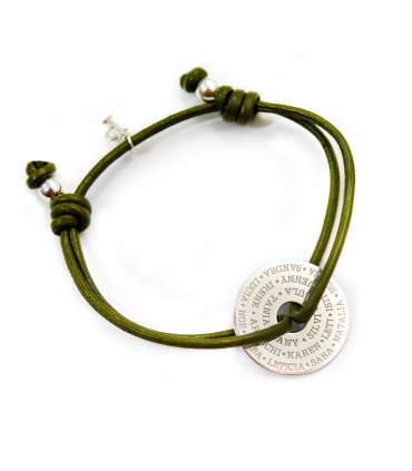 pulsera personalizada de plata y cuero para hombre