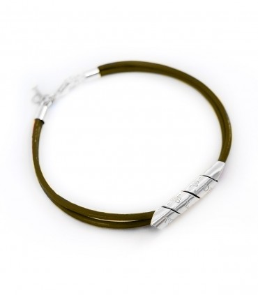 Pulsera personalizada de plata y cuero para hombre Curly