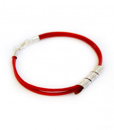 Pulsera personalizada de plata y cuero para hombre Curly