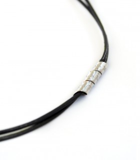 Collar personalizado de plata y cuero para hombre Curly