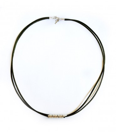 Collar personalizado de plata y cuero para hombre Curly