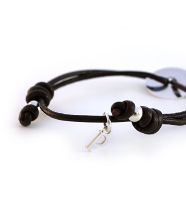 pulsera personalizada de plata y cuero para hombre