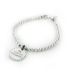 Pulsera personalizada de plata dibujo grabado