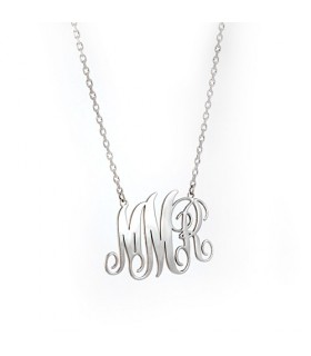 Collar personalizado de plata monograma con varias letras