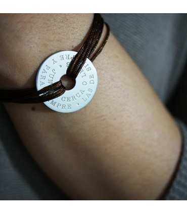 pulsera personalizada de plata grabada Rondella Nylon