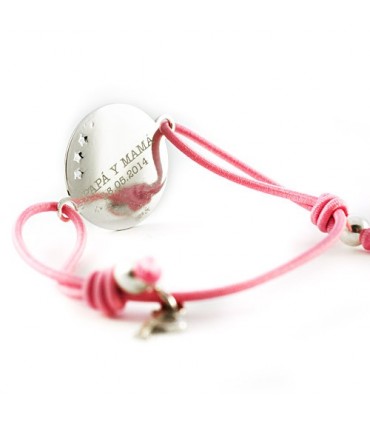 pulsera personalizada de plata grabada con nombre y virgen niña para comunion