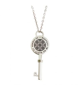 Collar de plata personalizado Key con llave grabada