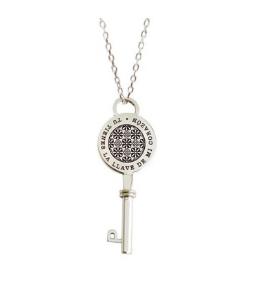 Collar de plata personalizado Key con llave grabada