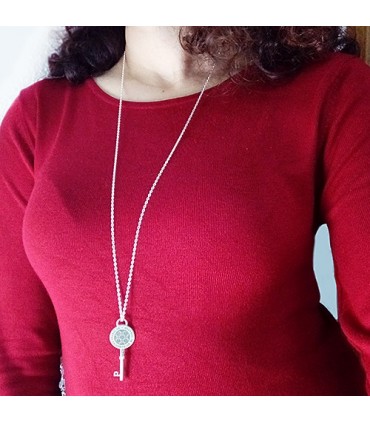 Collar de plata personalizado Key con llave grabada