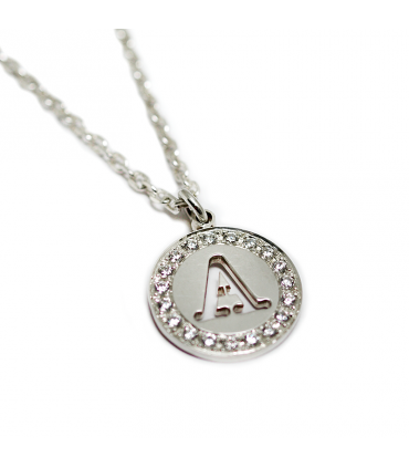 Collar de plata personalizado con inicial y circonitas